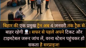 Bihar की प्रमुख ट्रेन 4 जनवरी तक रद्द: यात्रियों के लिए जरूरी जानकारी